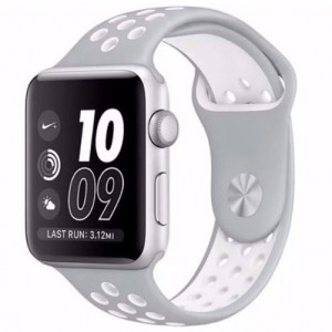 Каишка iUni за Apple Watch 1/2/3/4/5/6/7 40 мм Силикон Сребрист/Бял - Img 6