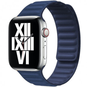 Каишка iUni за Apple Watch 1/2/3/4/5/6/7, Leather Link, 40мм, Среднощно синьо - Img 2