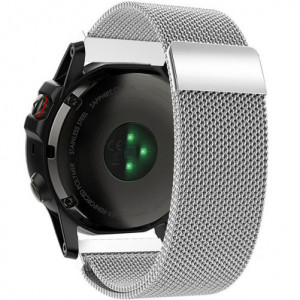 Каишка iUni за Garmin Fenix 5X, Milanese Loop, 26мм, Сребро - Img 1