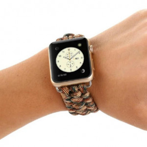 Каишка iUni Elastic Rope за Apple Watch 1/2/3/4/5/6/7 38 мм Найлон Кафяв - Img 5