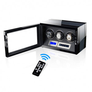 Кутия за самонавиващи се часовници iUni Luxury Watch Winder 3, цвят на въглероден - Img 3