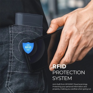 Портфейл iUni P2, RFID, слот за 6 карти, тъмно син - Img 3