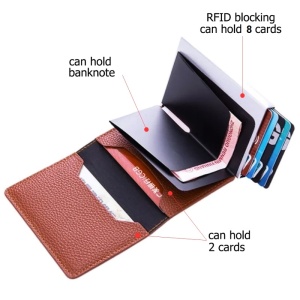 Портфейл iUni P6, RFID, слот за 9 карти, кафяв - Img 7