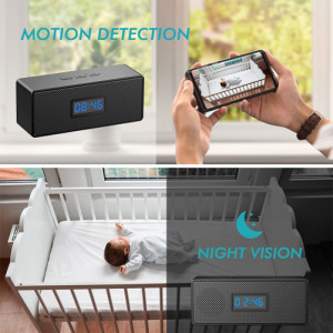 Шпионска камера в преносим високоговорител и настолен часовник iUni IP45, WiFi, Full HD, сензор за движение - Img 4