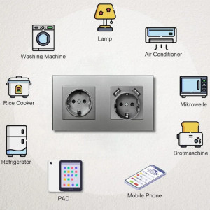 Doppelsteckdose mit geschützter Glasblende, 2 USB-A-Anschlüsse, iUni US2, 16 A, silberfarben - Img 4
