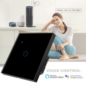 iUni 1F интелигентен сензорен ключ, Wi-Fi, безопасно стъкло, LED, черен - Img 6