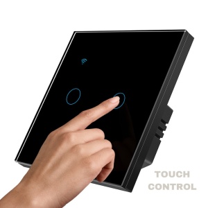 iUni 2F интелигентен сензорен ключ, Wi-Fi, безопасно стъкло, LED, черен - Img 12