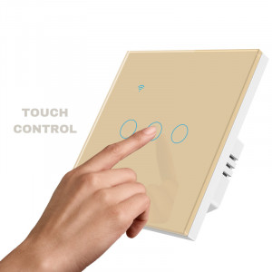 iUni 3F интелигентен сензорен ключ, Wi-Fi, безопасно стъкло, LED, златен - Img 5