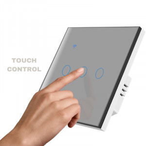 iUni 3F интелигентен сензорен ключ, Wi-Fi, безопасно стъкло, LED, сребрист - Img 5