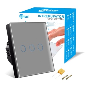 iUni 3F Tempered Glass Touch Switch, LED, Silver - Img 12