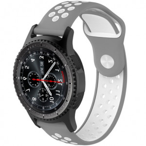 iUni Sport-bandje 22 mm voor Gear S3, siliconen, grijs/wit - Img 2