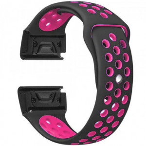 iUni Sport-bandje 26 mm voor Garmin Fenix 3 / Fenix 5X, siliconen, zwart/roze - Img 2