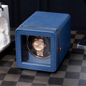 iUni Uhrenbeweger für Automatikuhren, Watch Winder, Kunstleder, Blau - Img 11