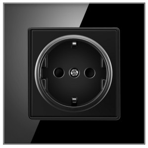 iUni WS1 Tempered Glass Wall Socket, 16A, Black