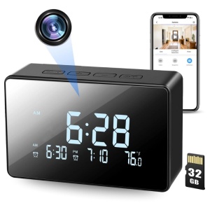 Μίνι κάμερα iUni IP61, επιτραπέζιο ρολόι, Wi-Fi, 32 GB, Full HD, νυχτερινή όραση, εσωτερικό θερμόμετρο