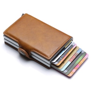 Двоен портфейл iUni P3 RFID, 16 Карти, Тъмно Кафяв - Img 1
