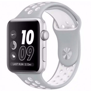 Каишка iUni за Apple Watch 1/2/3/4/5/6/7 38 мм Силикон Сребрист/Бял - Img 3
