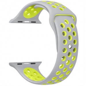 Каишка iUni за Apple Watch 1/2/3/4/5/6/7 40 мм Силикон Сребрист/Жълт - Img 5