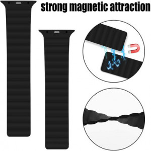 Каишка iUni за Apple Watch 1/2/3/4/5/6/7, Magnetic Silicone, 40мм, Черен - Img 8