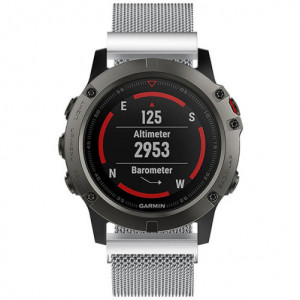 Каишка iUni за Garmin Fenix 5X, Milanese Loop, 26мм, Сребро - Img 5