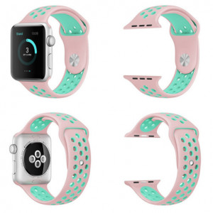 Каишка iUni Спортен Силикон за Apple Watch 1/2/3/4/5/6/7 44 мм Розов/Син - Img 4