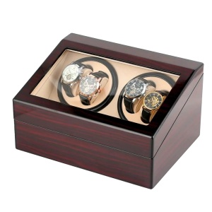 Кутия за Навиване на Часовници iUni, Watch Winder 4 + 6 Места за Съхранение, Махагон-Крем - Img 9