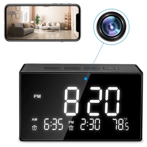 Настолен часовник със шпионска камера iUni IP61, Full HD, Wi-Fi, нощно виждане, термометър - Img 11
