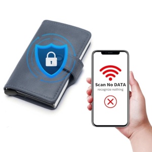 Портфейл iUni P2, RFID, слот за 6 карти, тъмно син - Img 4