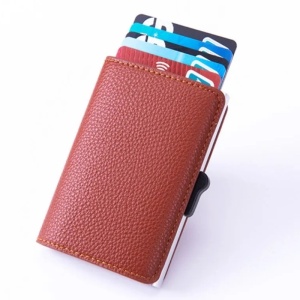 Портфейл iUni P6, RFID, слот за 9 карти, кафяв - Img 8