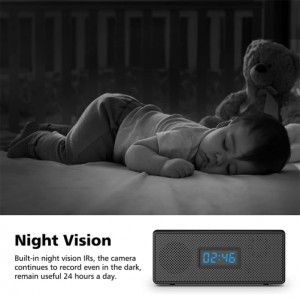 Шпионска камера в преносим високоговорител и настолен часовник iUni IP45, WiFi, Full HD, сензор за движение - Img 7