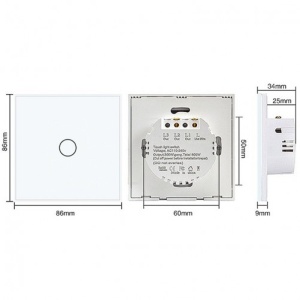iUni 1F Tempered Glass Touch Switch, LED, White - Img 4