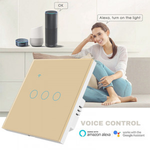 iUni 3F интелигентен сензорен ключ, Wi-Fi, безопасно стъкло, LED, златен - Img 6
