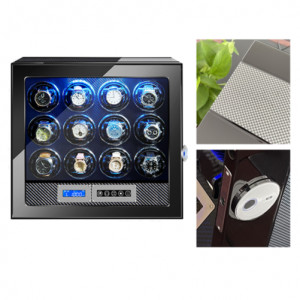 iUni Automatischer Uhrenbeweger mit iUni-Logo, luxuriöser Uhrenbeweger 12 Carbon - Img 10