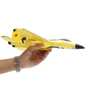 iUni FX820 изтребител с дистанционно управление, SU-35, жироскоп, удароустойчив, жълт - Img 2