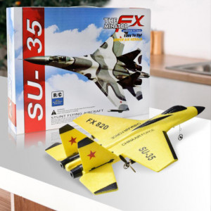 iUni FX820 op afstand bestuurbare straaljager, SU-35, gyroscoop, schokbestendig, geel - Img 12
