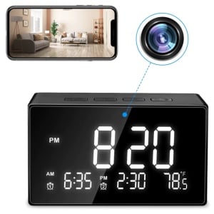 iUni IP61 tafelklok met spionagecamera, Full HD, wifi, nachtzicht, thermometer - Img 11
