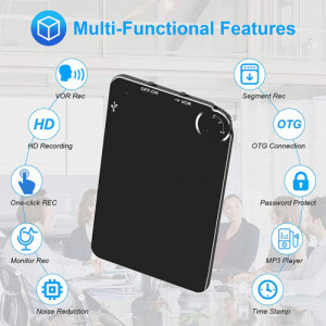 iUni K2 Мини шпионски диктофон, 32GB, 200 часа, гласово активиране, MP3 плейър - Img 4