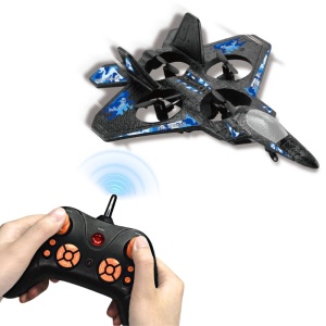 iUni LC222-A Op afstand bestuurbare vliegtuig, Thunder Jet X, 360°-acrobatiek, gyroscoop, schokbestendig, led-verlichting, blauw - Img 2