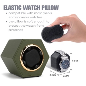 iUni Opwinddoos voor automatische horloges, Watch Winder, Eco-leer, kaki - Img 4