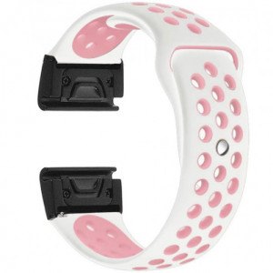 iUni Sport-bandje 22 mm voor Garmin Fenix 5, siliconen, wit/roze - Img 2