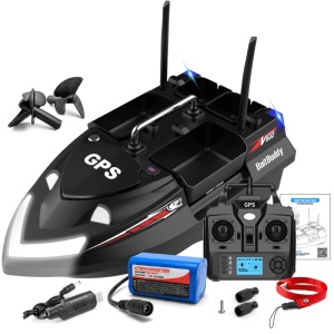 iUni V802 PRO aasboot, GPS, 5200 mAh, 4 reservoirs, 3 kg, 500 m, 15 km/u, 2,4 GHz afstandsbediening, zwart