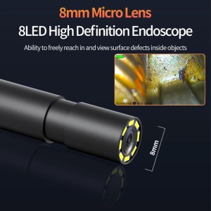 iUni VC43-RD Industrielle Fahrzeuginspektionskamera, 4,3-Zoll-IPS-Bildschirm, halbstarres Kabel, Länge 2 m, 1080p, 8 einstellbare LEDs, 8-mm-Objektiv, MicroSD-Kartensteckplatz, Wasserdichtigkeit IP67, 2600 mAh - Img 5