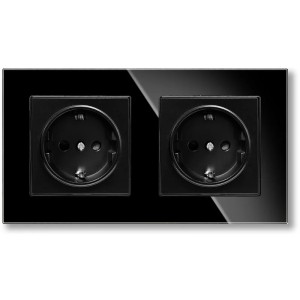 iUni WS2 dubbel stopcontact met frame van gehard glas, 16 A, zwart - Img 2