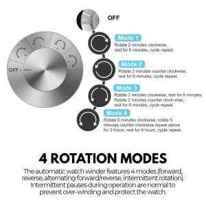 RESEALED – iUni Watch Winder, 4 rotation programmes, Watch Winder with 2 + 3 storage slots, black - Img 3