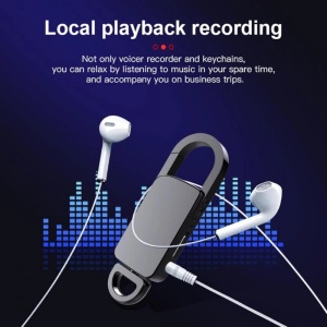 Sleutelhanger met verborgen opnameapparaat iUni BR11 Plus, 8 GB, spraakgestuurd, mp3-speler, zwart - Img 6
