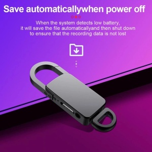 Κλειδοθήκη με συσκευή καταγραφής iUni BR11 Plus, 8 GB, ενεργοποίηση με φωνή, MP3 player, μαύρο - Img 7