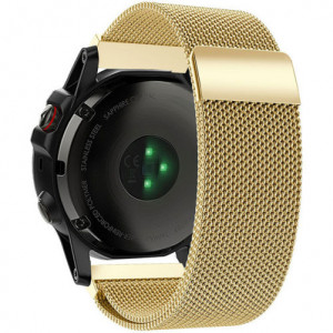 Каишка iUni за Garmin Fenix 5X, Milanese Loop, 26мм, Злато - Img 1