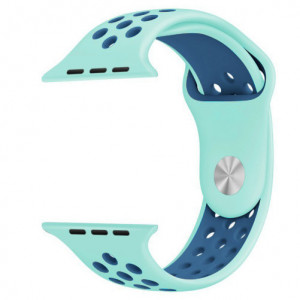 Каишка iUni Спортен за Apple Watch 1/2/3/4/5/6/7 40 мм Силикон Turquoise/Син - Img 8