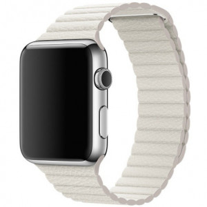 Каишка iUni Leather Loop за Apple Watch 1/2/3/4/5/6/7 42 мм Еко кожа Бял - Img 7