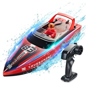 Лодка с дистанционно управление iUni HJ821, RC високоскоростна лодка, скорост 15 км/ч, 2,4 GHz, червена